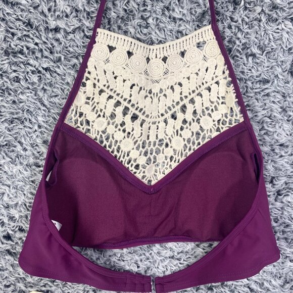 ARIZONA Halter Swim Bikini‎ Top Womens SZ M Crochet Coquette Fairy Ethereal NEW - Picture 6 of 8